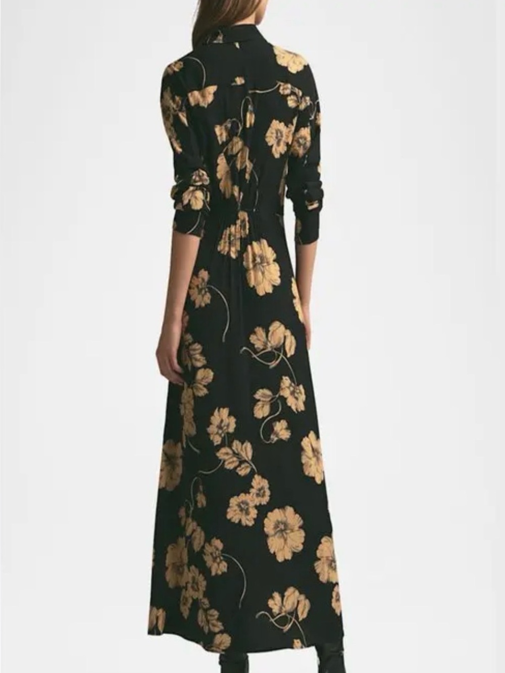 NEW Favorite Daughter The Icon Floral Print Long Sleeve Shirtdress In Noir Fleur - Picture 7 of 12